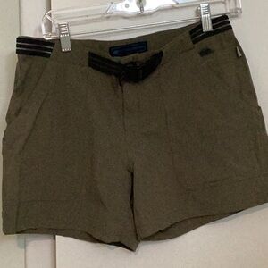 Eastern Mountain Sports women’s shorts size 6, dark green/brown, nylon & spandex